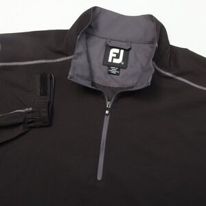 FootJoy FJ Men's Black Grey Quarter Zip Golf Pullover Windbreaker Jacket XL